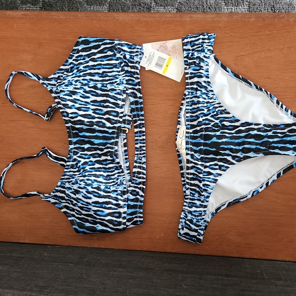 NWT Jessica Simpson 2 Piece Blue Print Bikini  M